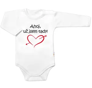 Baby Nellys Body dlouhý rukáv Ahoj už jsem tady!,  bílé vel.  74