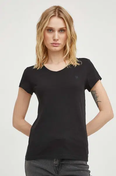 Bavlněné tričko G-Star Raw dámské, černá barva, D24533-4107