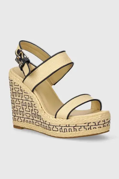 Sandály Tommy Hilfiger PLATFORM TH MONO RAFIA WEDGE