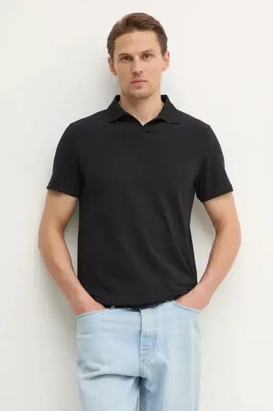 Polo tričko Filippa K černá barva, 28909