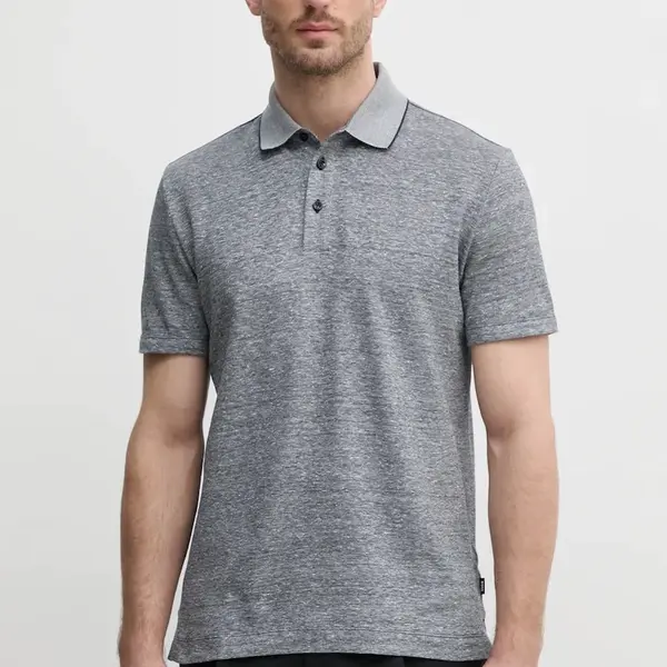 Plátěné polo tričko BOSS šedá barva, 50537501