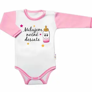 Baby Nellys Body dl. rukáv s vtip. textem   Milujem nočné desiate vel.  74, holka