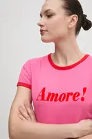 Bavlněné tričko Drivemebikini Amore Vintage růžová barva, 2024-DMBS-03-PR