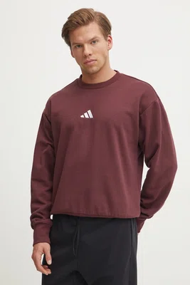 Mikina adidas Feelcozy pánská, červená barva, s aplikací, JE3786