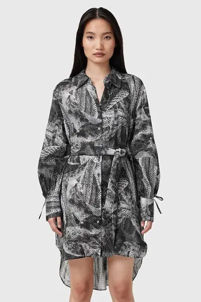 Šaty s příměsí hedvábí AllSaints LEYLA