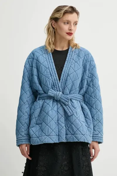 Džínová bunda MUNTHE FRIDOLF dámská, modrá barva, přechodná, oversize, 251153425108