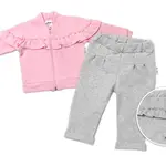 Baby Nellys Dětská tepláková souprava s volánkem SWEET LADY - růžová, šedá,