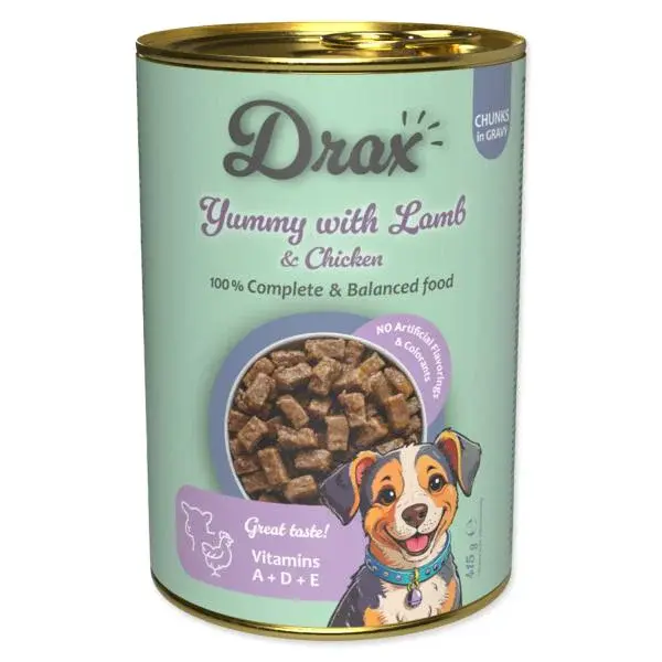 Konzerva Drax Adult s jehněčím a kuřecím masem 415g