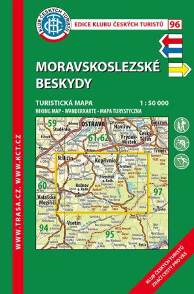 KČT 96 Moravskoslezské Beskydy 1:50T Turistická mapa