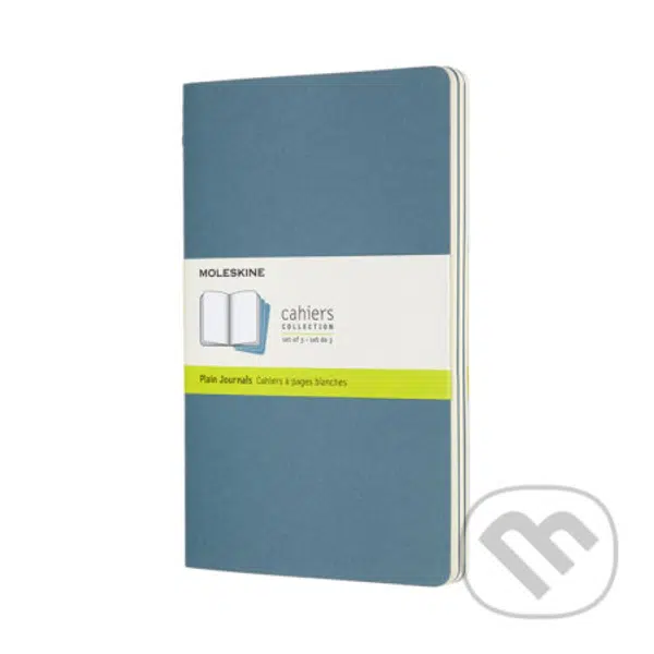 Moleskine – sada 3 stredných čistých zápisníkov Cahiers – modrá