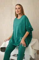 Kesi Włoski Oversize bavlnená súprava mikinové + nohavice zelený