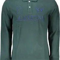 LA MARTINA GREEN MEN'S LONG SLEEVE POLO SHIRT