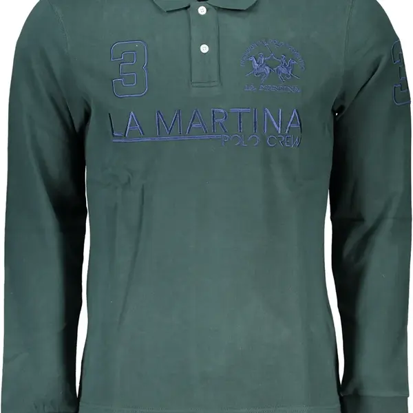 LA MARTINA GREEN MEN'S LONG SLEEVE POLO SHIRT
