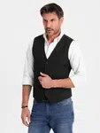 Ombre Elegant men's SLIM FIT herringbone vest - black