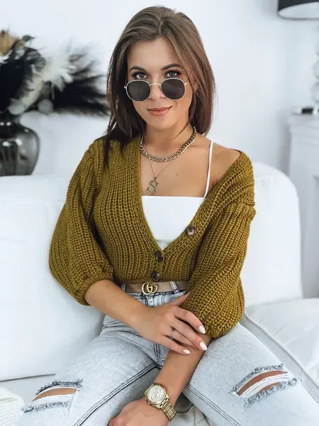 Dámsky sveter na gombíky NUTI Farba horčicová DSTREET