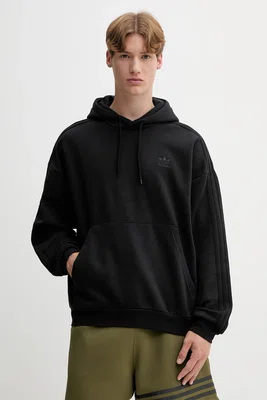 Mikina adidas Originals Baggy Hoodie pánská, černá barva, s kapucí, hladká, JY1412
