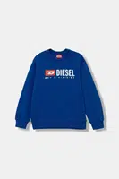 Dětská bavlněná mikina Diesel SDROPS OVER SWEAT-SHIRT modrá barva, s potiskem, J02483