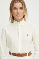 Bavlněná košile Polo Ralph Lauren žlutá barva, slim, s klasickým límcem, 211910131