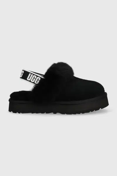Kožené papuče UGG Funkette černá barva