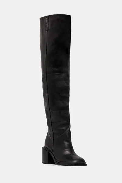 Kožené kozačky Naked Wolfe Nature černá barva, na podpatku, Nature Nappa Prince Leather Black