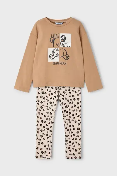 Dětská bavlněná souprava Mayoral hnědá barva, 4719
