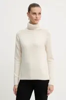 Svetr z vlněné směsi Silvian Heach DIOUF dámský, béžová barva, s golfem, GPA25232LU