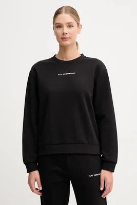 Mikina EA7 Emporio Armani dámská, černá barva, s potiskem, AF10443.7W000799