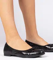 Gemre Black women's glitter ballet flats with bow Vellas