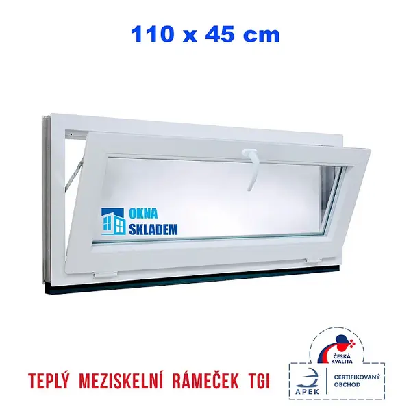 Plastové okno | 110 x 45 cm (1100 x 450 mm) | bílé | sklopné