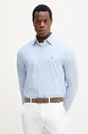 Bavlněná košile Tommy Hilfiger pánská, modrá barva, regular, s klasickým límcem, MW0MW39438
