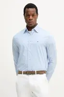 Bavlněná košile Tommy Hilfiger pánská, modrá barva, regular, s klasickým límcem, MW0MW39438