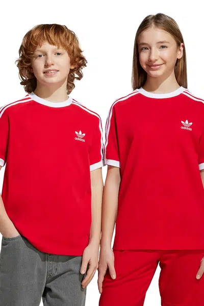 Dětské bavlněné tričko adidas Originals červená barva, s aplikací, JI8467