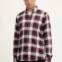 Bavlněná košile Barbour CROSSFELL pánská, vínová barva, regular, s límečkem button-down, MSH4995