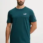 Bavlněné tričko Puma pánské, tmavomodrá barva, s aplikací, 684674