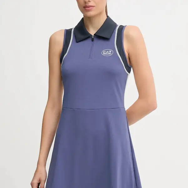 Sportovní šaty EA7 Emporio Armani tmavomodrá barva, mini, AF19155.7W000560