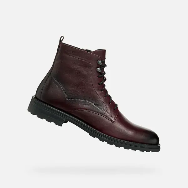 Burgundy men's ankle boots Geox Redclif - Men's