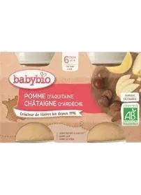 BABYBIO ovocný príkrm jablko s gaštanovým pyré 2 x 130 g