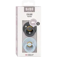 BIBS Colour Cumlíky z prírodného kaučuku - veľkosť 1 Iron/Baby Blue, 2 ks