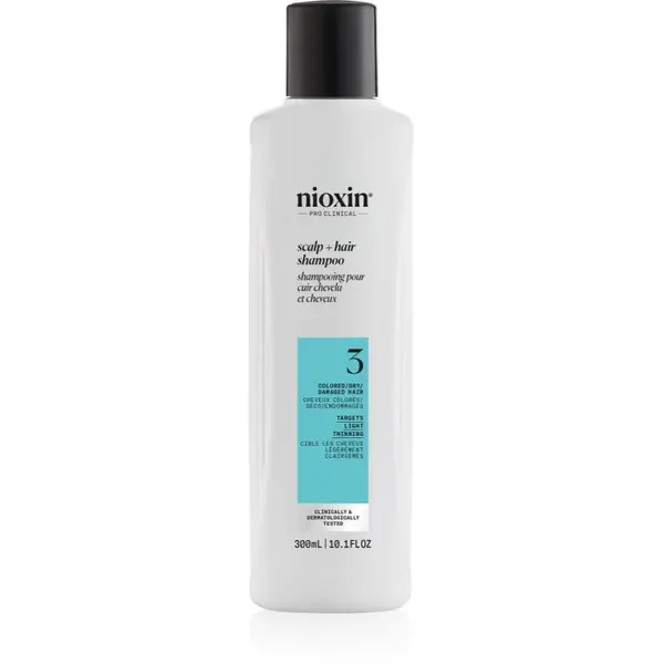 Nioxin System 3 Scalp + Hair Shampoo čistiaci šampón pre farbené rednúce vlasy 300 ml