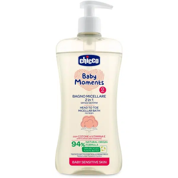 Chicco Baby Moments Sensitive Micelárny šampón na telo a vlasy 500 ml