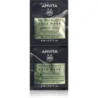 Apivita Express Beauty Cleansing Face Mask Green Clay čistiaca a vyhladzujúca pleťová maska so zeleným ílom 2x8 ml