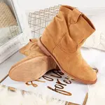Resti Camel-colored cowboy boots on platforms Brunoki - Footwear
