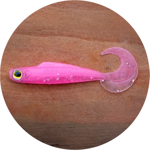Redbass gumová nástraha twister kixter pink g glow uv - xs 45 mm