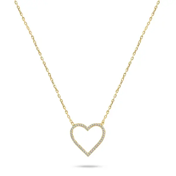 Brilio Silver Něžný pozlacený náhrdelník Srdce se zirkony NCL35Y