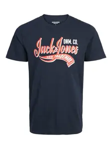 JACK & JONES Tričko  tmavomodrá / mandarínková / biela