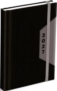 Diář 2027 D801 PU černý/šedý s gumkou