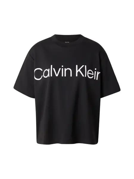 Calvin Klein Jeans Tričko 'Boxy Cropped Logo'  čierna / biela