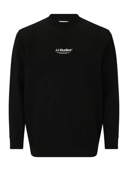 Jack & Jones Plus Mikina 'JJESOHO'  čierna / biela