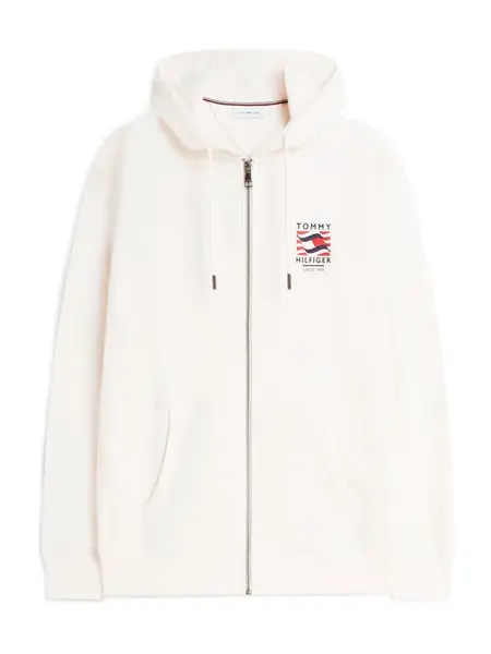 TOMMY HILFIGER Tepláková bunda  slonová kosť / námornícka modrá / čerešňová