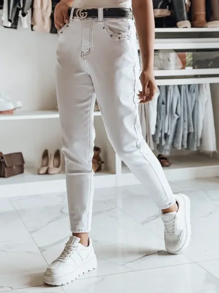 Dámske biele mom fit rifle LIKEMELOO